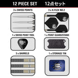 Target Japan Beau Greaves Japan Edition Swiss Point Steel Tip Darts image displaying everything included inside the box