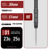 Target Japan Black Marque Creed Swiss Point 90% Tungsten Steel Tip Darts