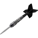 Target Japan Black Marque Dragon G3 Swiss Point Steel Tip Darts close up image highlighting the barrel grip texture, coating, machining, and design details
