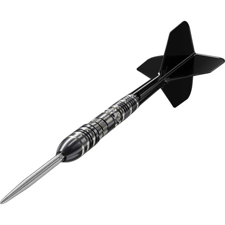 Target Japan Black Marque Dragon G3 Swiss Point Steel Tip Darts close up image highlighting the barrel grip texture, coating, machining, and design details