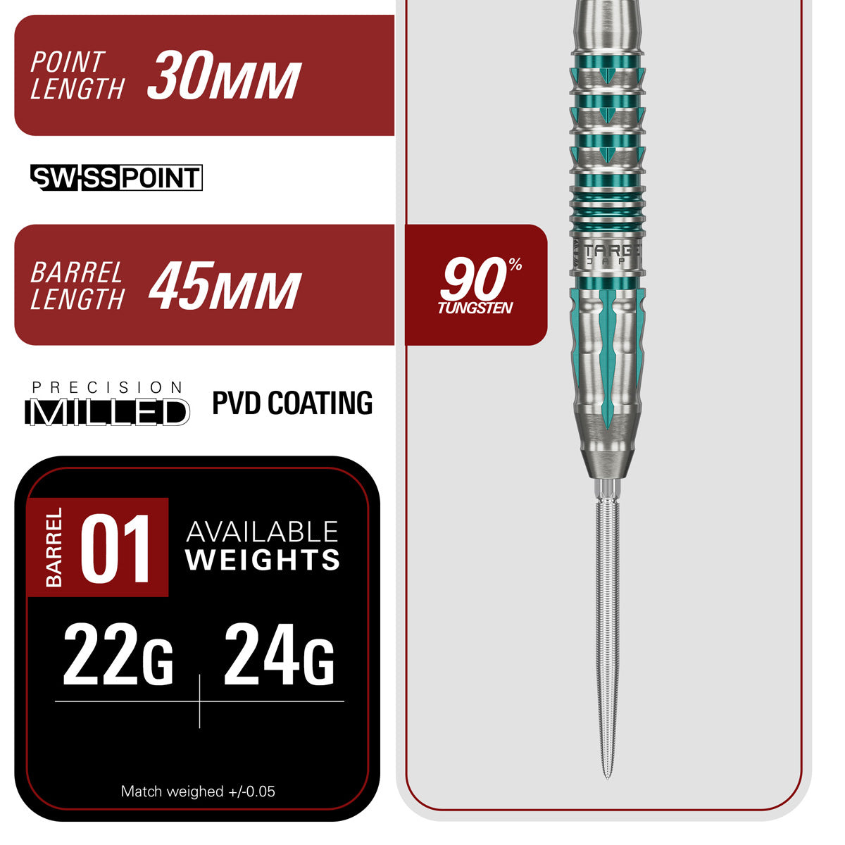 Target Japan Black Marque Pierce Swiss Point 90% Tungsten Steel