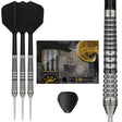 Target Japan Black Marque Renegade G4 Swiss Point Steel Tip Darts main product image showing the darts, packaging, flights, shafts, and included accessories