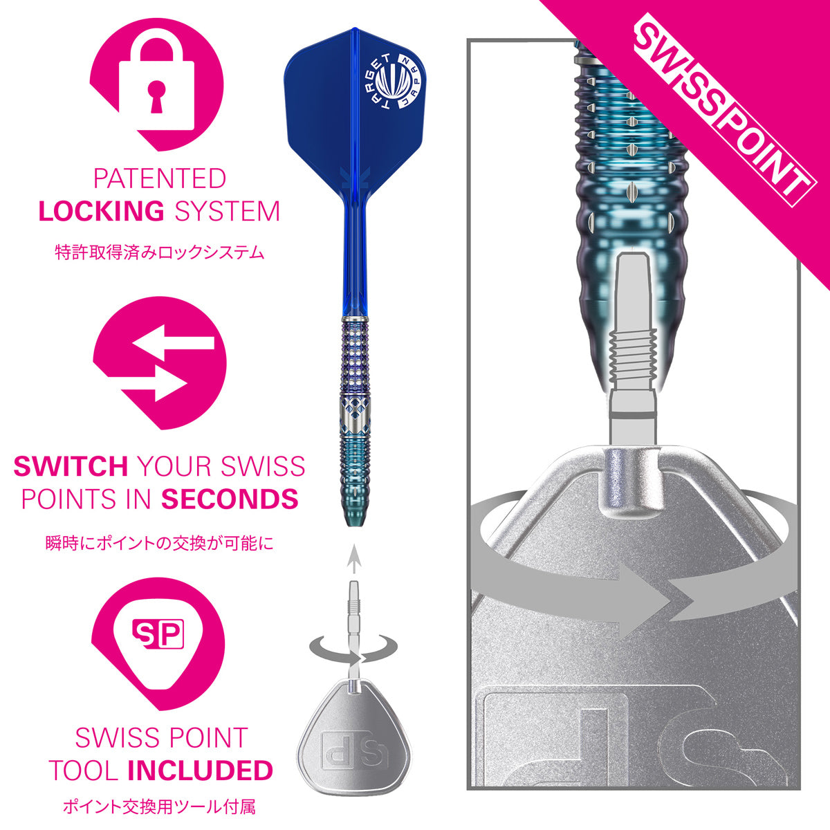 Target Japan Charis G5 90% Tungsten SP Steel Tip Darts – Double