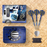 Target Japan Haruki Muramatsu Rising Sun G10 Swiss Point Steel Tip Darts lifestyle image showing a premium darts setup and playing environment