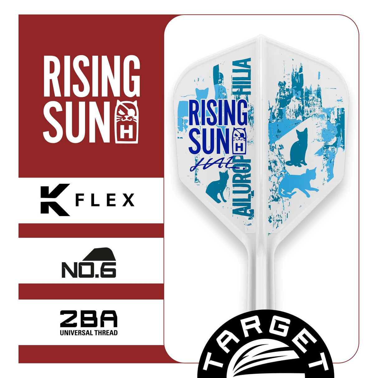 Close up view of the Haruki Muramatsu Rising Sun No.6 K Flex flight profile and printed design