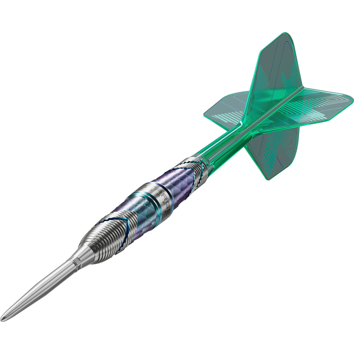 Target Japan Kaze Series Ceros 01 Swiss Point Steel Tip Darts close up image highlighting the barrel grip texture, coating, machining, and design details
