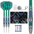 Target Japan Kaze Series Ceros 01 Swiss Point Steel Tip Darts main product image showing the darts, packaging, flights, shafts, and included accessories