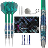 Target Japan Kaze Series Ceros 01 Swiss Point Steel Tip Darts main product image showing the darts, packaging, flights, shafts, and included accessories
