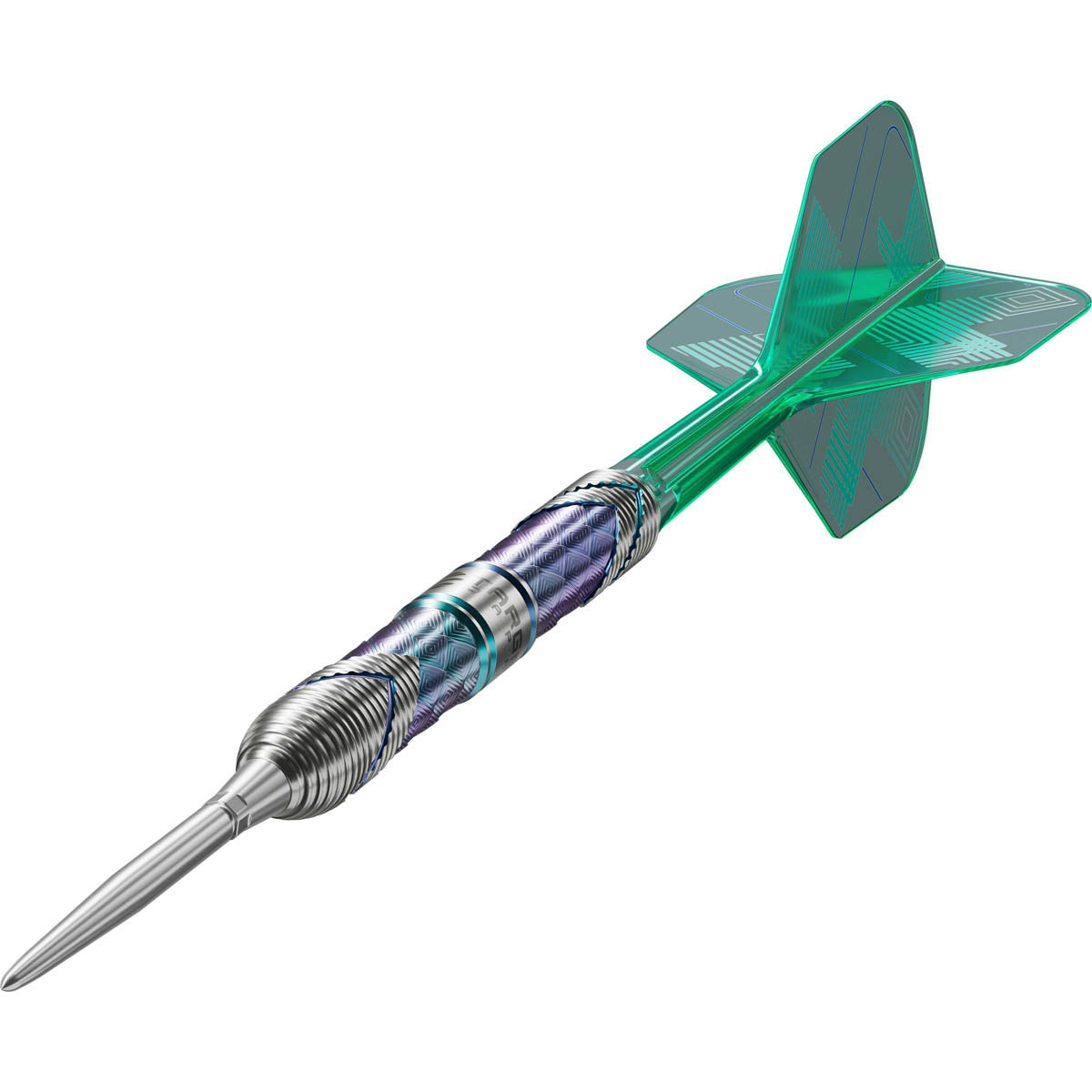 Target Japan Kaze Series Ceros 03 Swiss Point Steel Tip Darts close up image highlighting the barrel grip texture, coating, machining, and design details