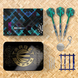 Target Japan Kaze Series Ceros 03 Swiss Point Steel Tip Darts lifestyle image showing a premium darts setup and playing environment