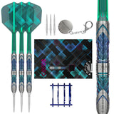 Target Japan Kaze Series Ceros 03 Swiss Point Steel Tip Darts main product image showing the darts, packaging, flights, shafts, and included accessories