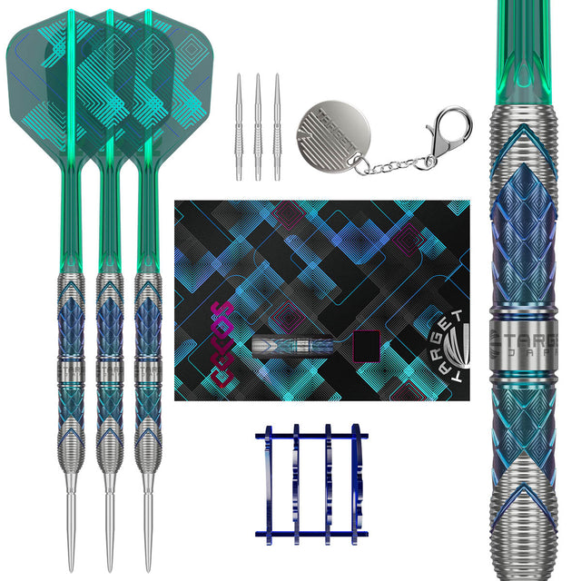Target Japan Kaze Series Ceros 03 Swiss Point Steel Tip Darts main product image showing the darts, packaging, flights, shafts, and included accessories