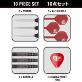 Target Japan Kosuzu Iwao Diamond G4 Swiss Point Steel Tip Darts image displaying everything included inside the box