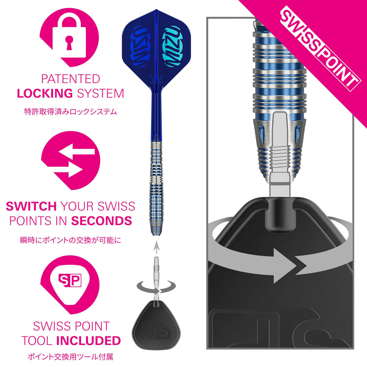 Target Japan Mizu 03 90% Tungsten SP Steel Tip Darts – Double Top