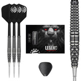 Paul Lim The Legend Gen 8 Swiss Point Steel Tip Darts main product image showing the darts, packaging, flights, shafts, and included accessories