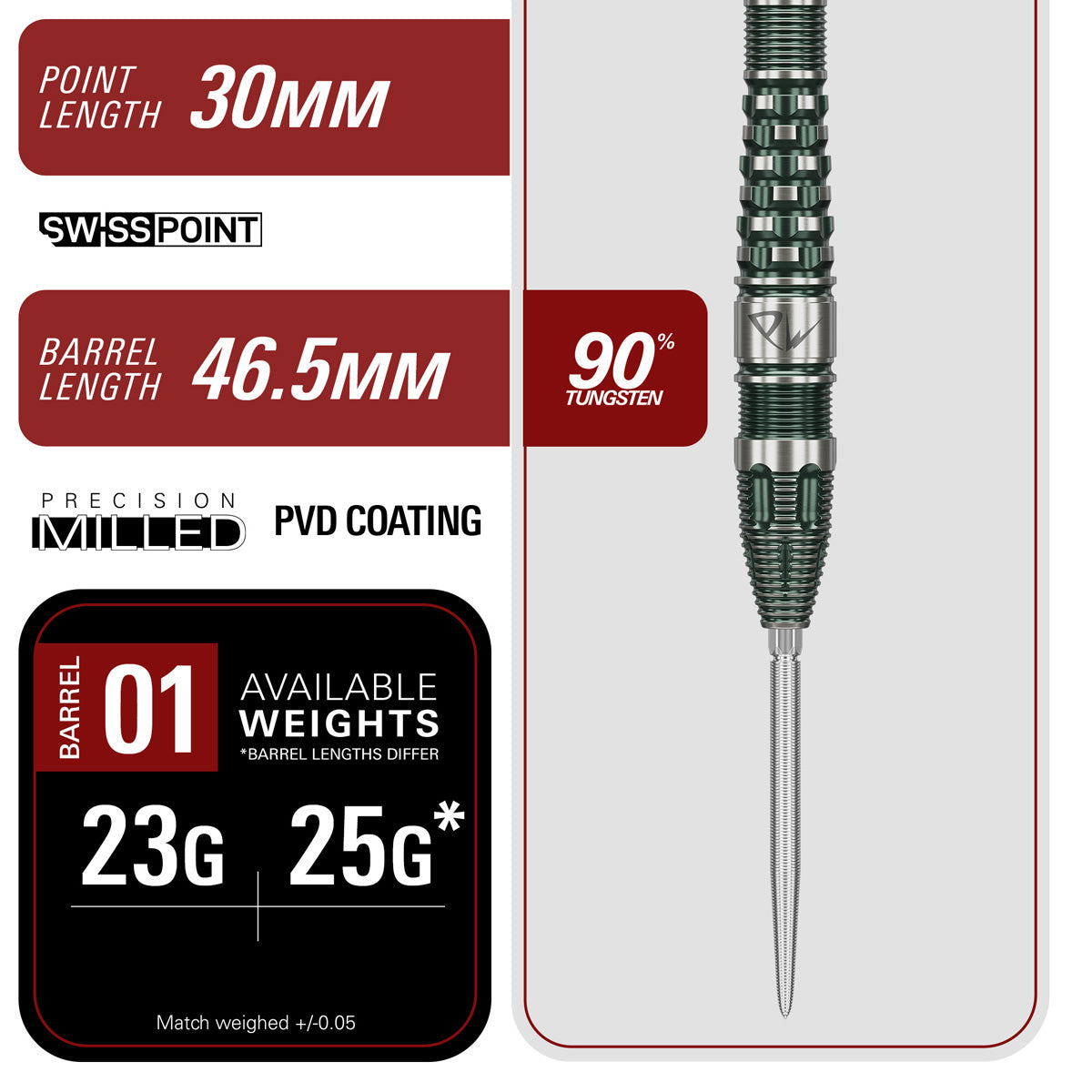 Target Japan Prime Series Tan Phuay Wei PW G3 Swiss Point 90% Tungsten Steel Tip Darts