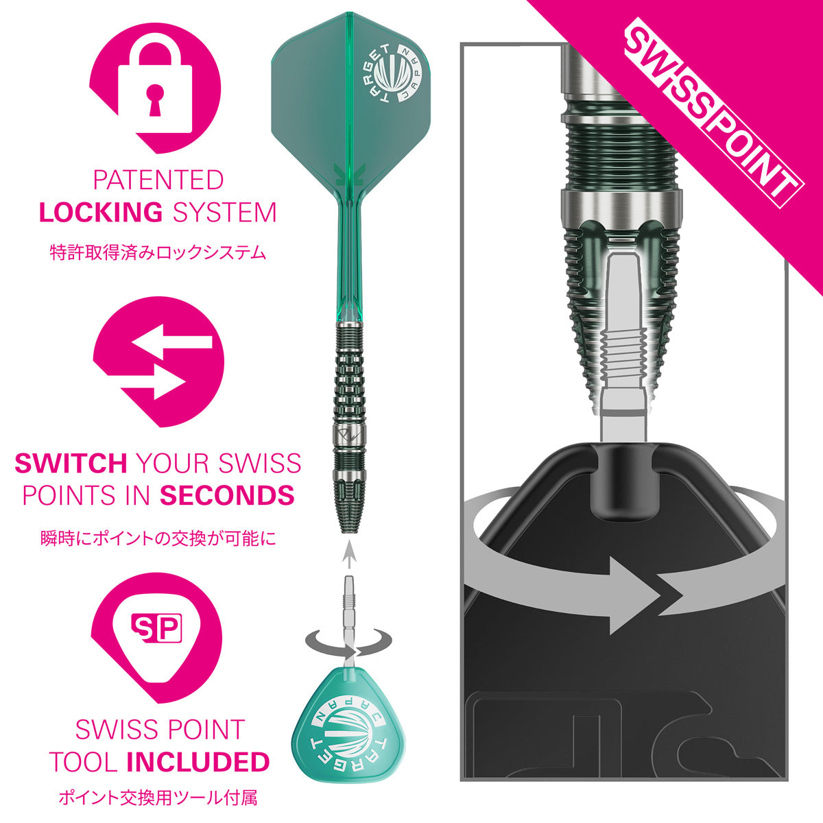 Target Japan Prime Series Tan Phuay Wei PW G3 Swiss Point 90% Tungsten Steel Tip Darts