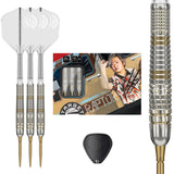 Prime Series Raptor G5 Swiss Point Steel Tip Darts main product image showing the darts, packaging, flights, shafts, and included accessories