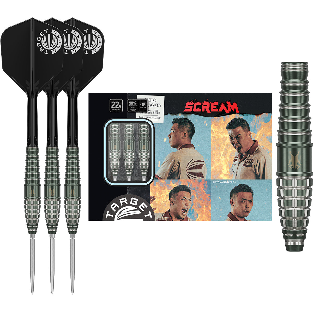Prime Series Scream G1 90% Tungsten SP Steel Tip Darts by Target