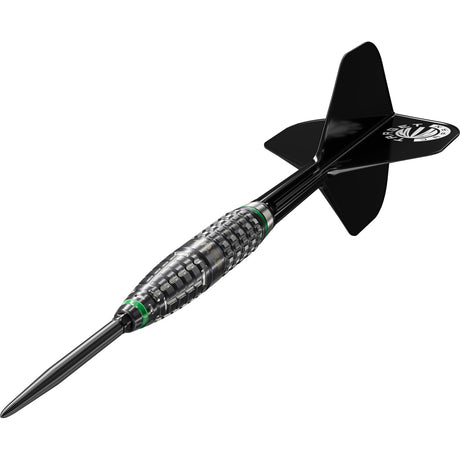 Target Japan Prime Series Scream G2 Swiss Point Steel Tip Darts close up image highlighting the barrel grip texture, coating, machining, and design details