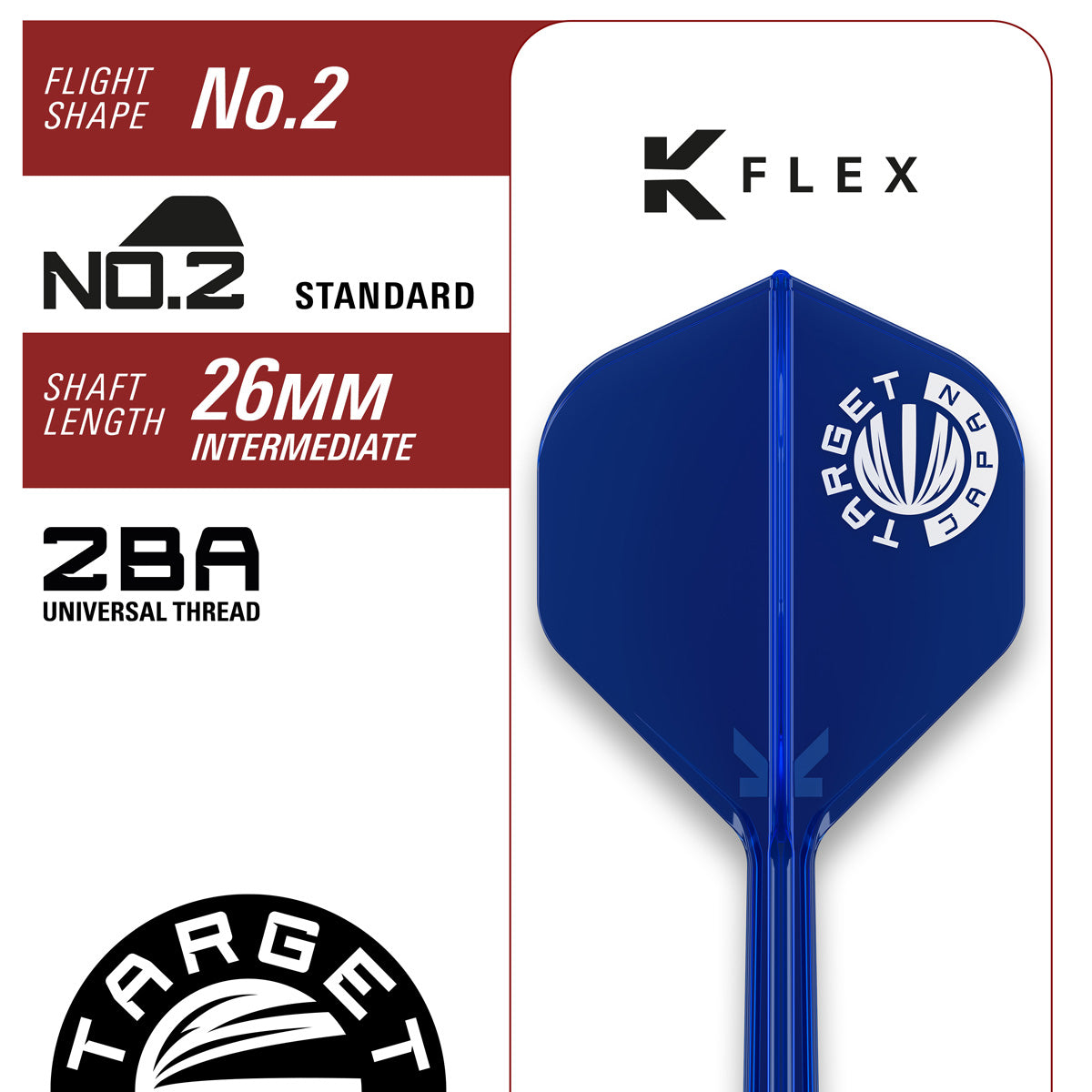 Target Japan Prime Series Zenith G2 Swiss Point Steel Tip Darts image displaying the included flight and shaft configuration