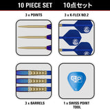 Target Japan Prime Series Zenith G2 Swiss Point Steel Tip Darts image displaying everything included inside the box