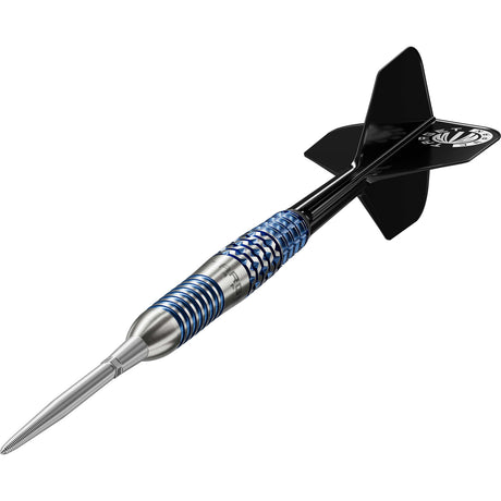 Target Japan Sereno G2 Swiss Point Steel Tip Darts close up image highlighting the barrel grip texture, coating, machining, and design details