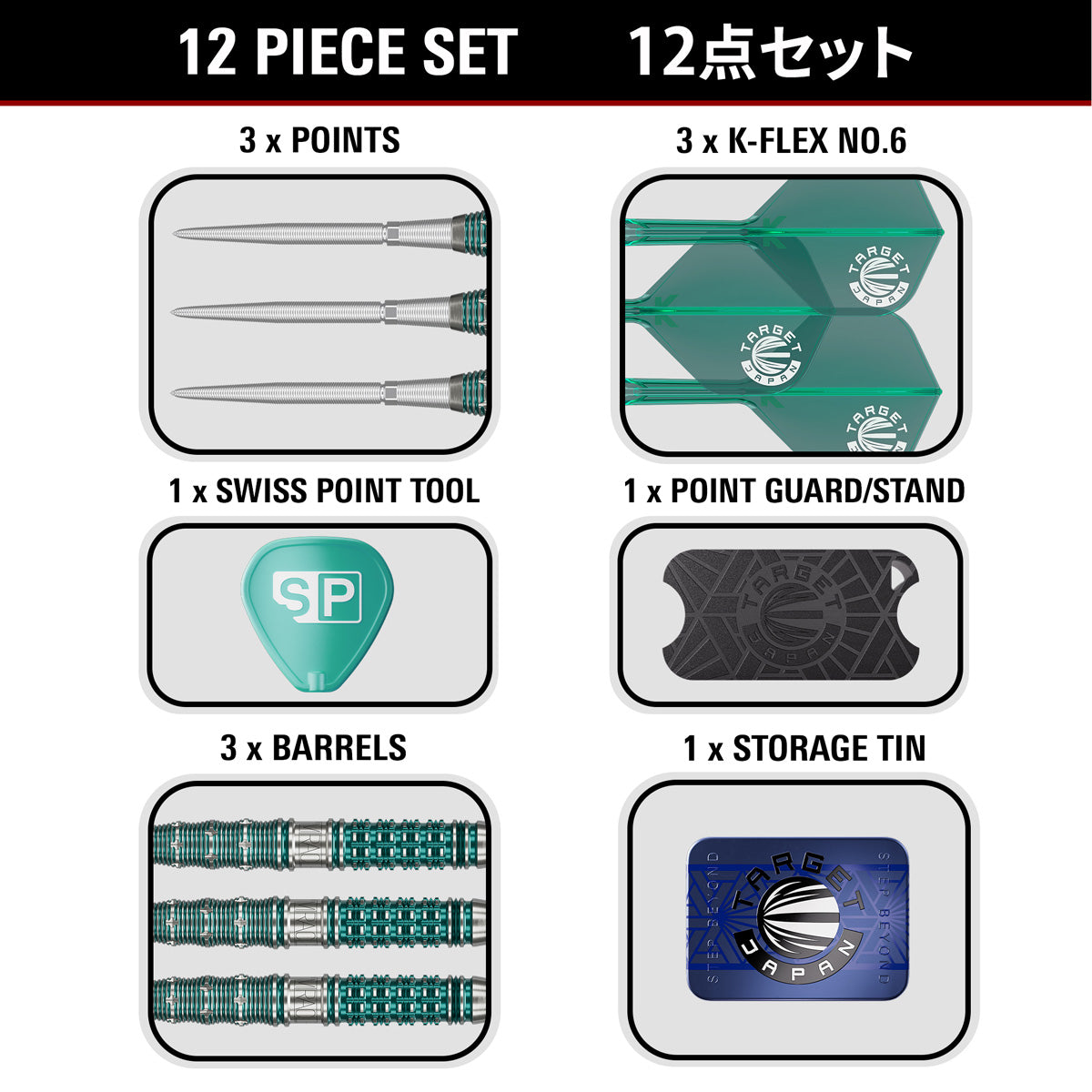 The Miracle Mikuru Suzuki G7 Steel Tip Darts image displaying everything included inside the box