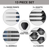 Jeffrey De Graaf Steel Tip Darts contents image displaying everything included inside the box