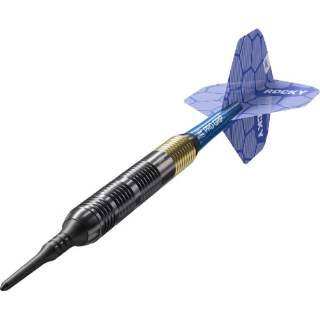 Josh Rock Brass Soft Tip Darts close up image highlighting the brass barrel finish and grip detail