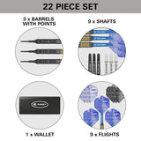 Josh Rock Brass Soft Tip Darts contents image displaying everything included inside the box