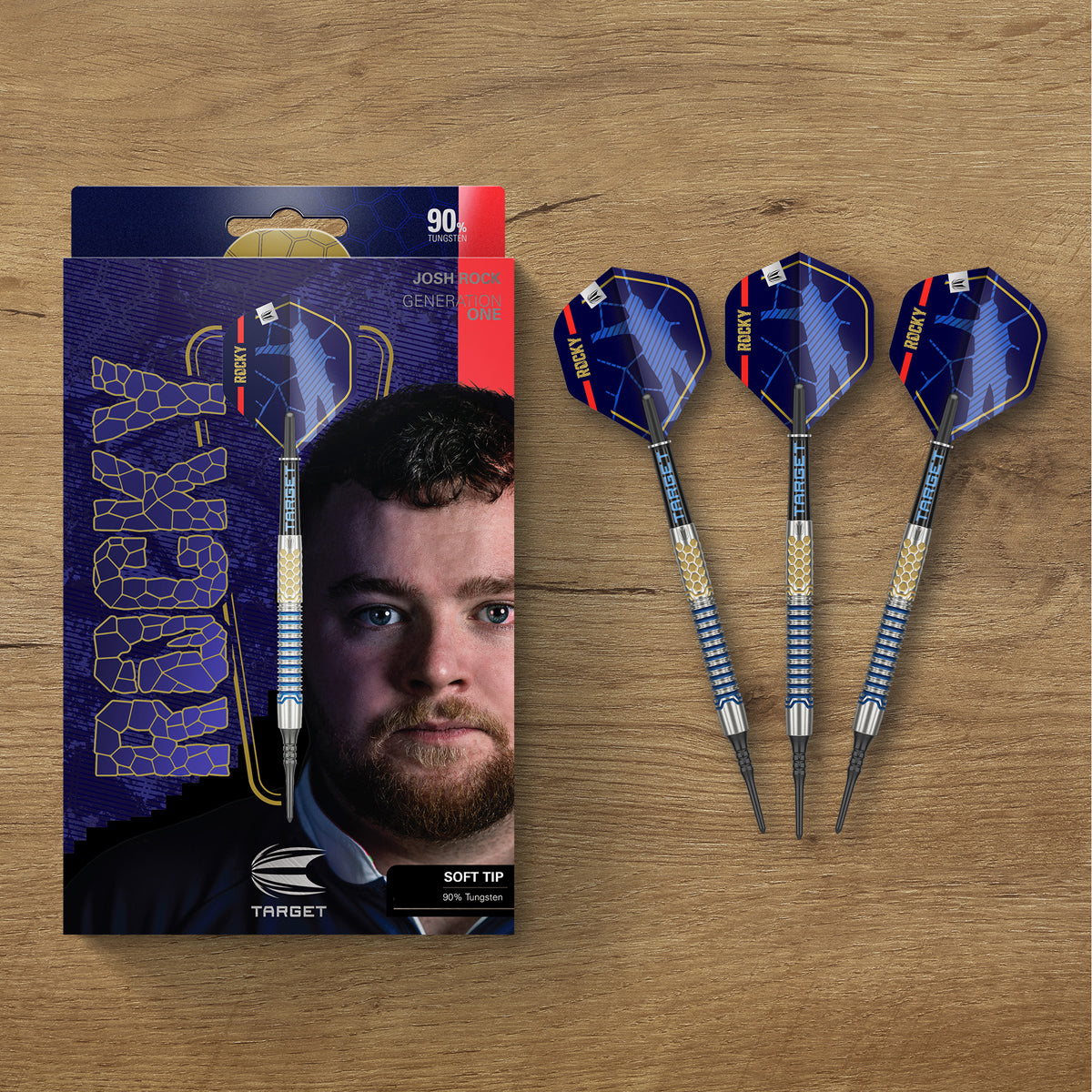 Josh Rock G1 darts lifestyle image featuring a premium electronic darts setup and modern playing environment