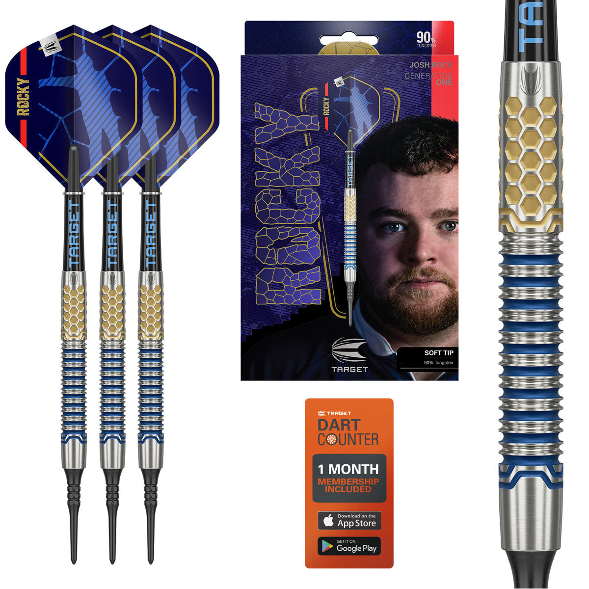 Josh Rock G1 90% Tungsten Soft Tip Darts by Target – Double Top Darts