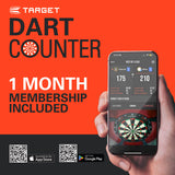 Josh Rock G1 SP Steel Tip Darts DartCounter promotional image showing app integration and scoring features