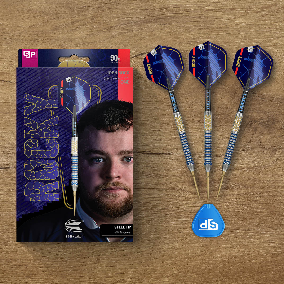 Josh Rock G1 SP Steel Tip Darts lifestyle image showing the darts in a premium playing environment