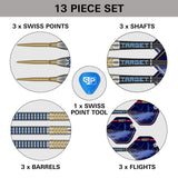 Josh Rock G1 SP Steel Tip Darts what’s included image showing all items supplied inside the box