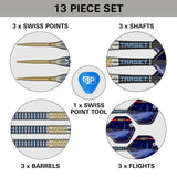 Josh Rock G1 SP Steel Tip Darts what’s included image showing all items supplied inside the box