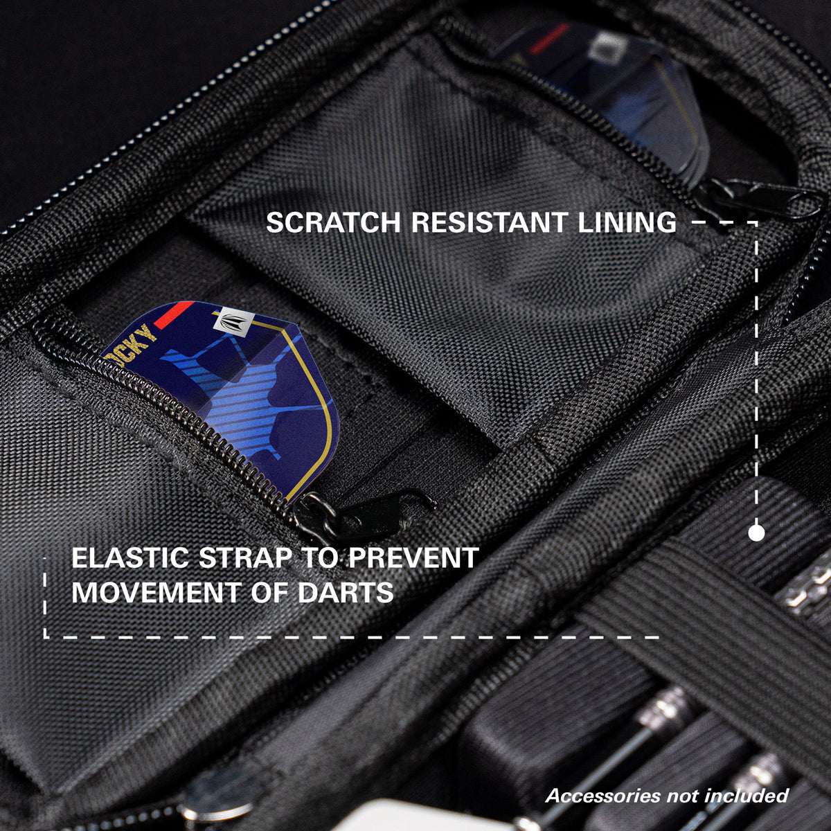 Target Josh Rock Takoma Dart Case image highlighting the internal storage compartments, straps, and accessory holders
