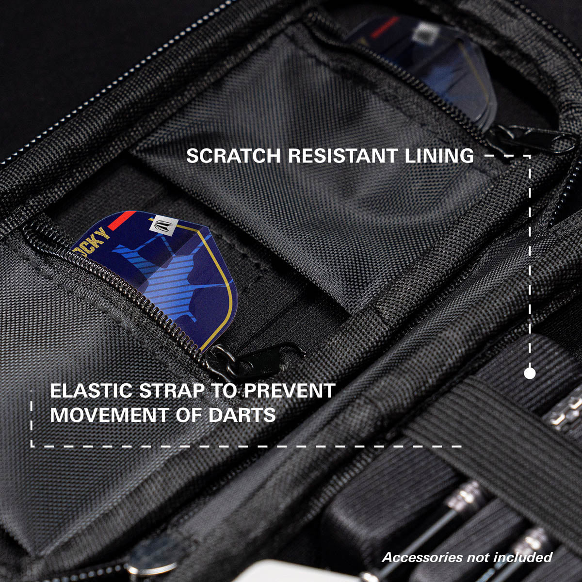 Target Josh Rock Takoma Dart Case image highlighting the internal storage compartments, straps, and accessory holders