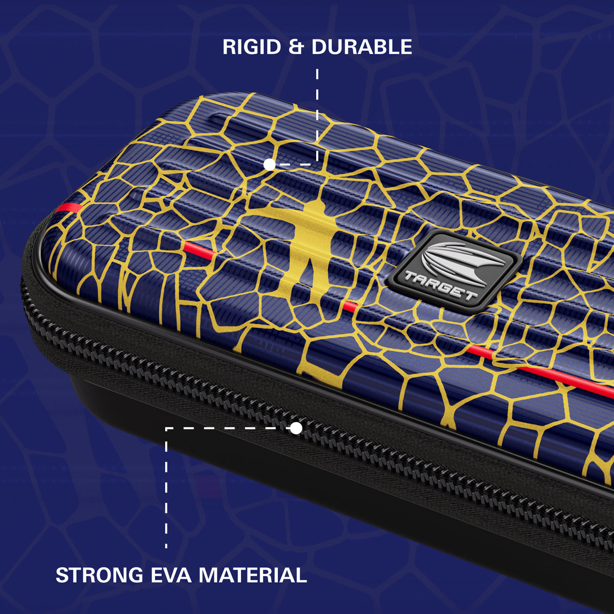 Target Josh Rock Takoma Dart Case image highlighting the external materials, zip, handle, branding, and protective construction