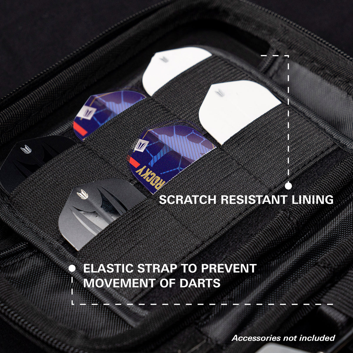 Target Josh Rock Takoma XL Dart Case image highlighting the internal storage compartments, straps, and accessory holders