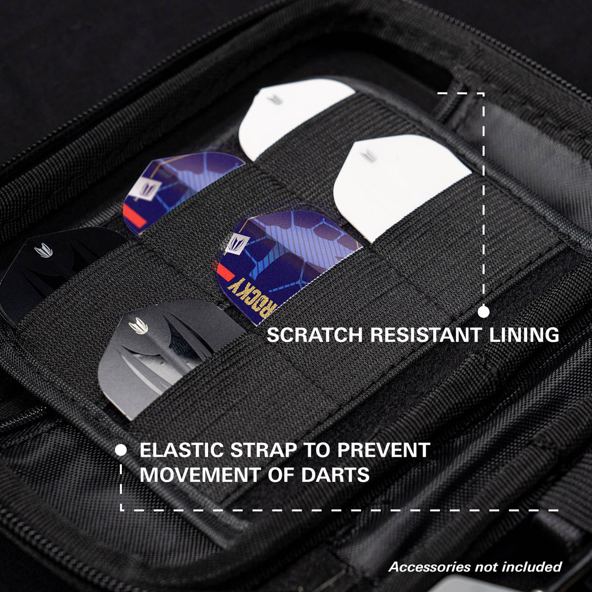 Target Josh Rock Takoma XL Dart Case image highlighting the internal storage compartments, straps, and accessory holders