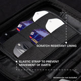 Target Josh Rock Takoma XL Dart Case image highlighting the internal storage compartments, straps, and accessory holders