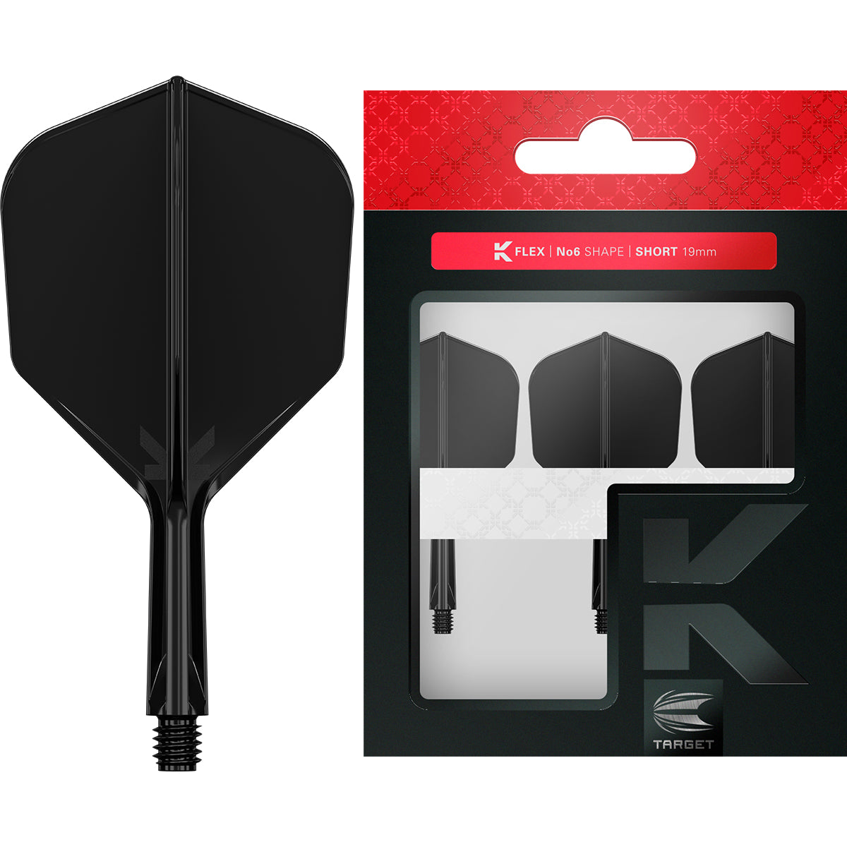 K,Flex Black No6 One Piece Flights by Target image showing the retail packaging.