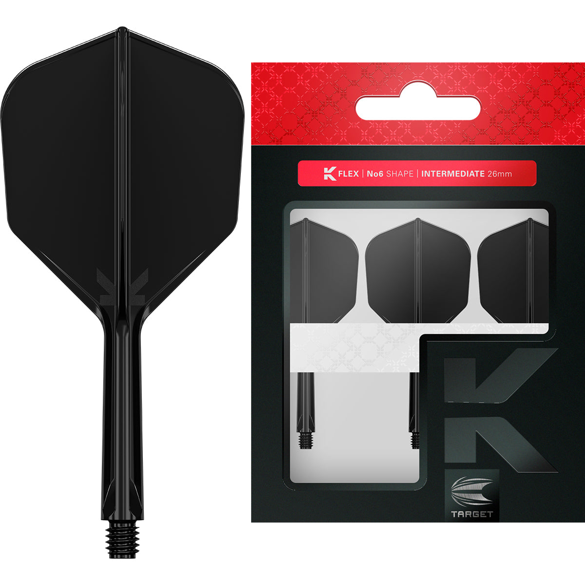K,Flex Black No6 One Piece Flights by Target image showing the retail packaging.
