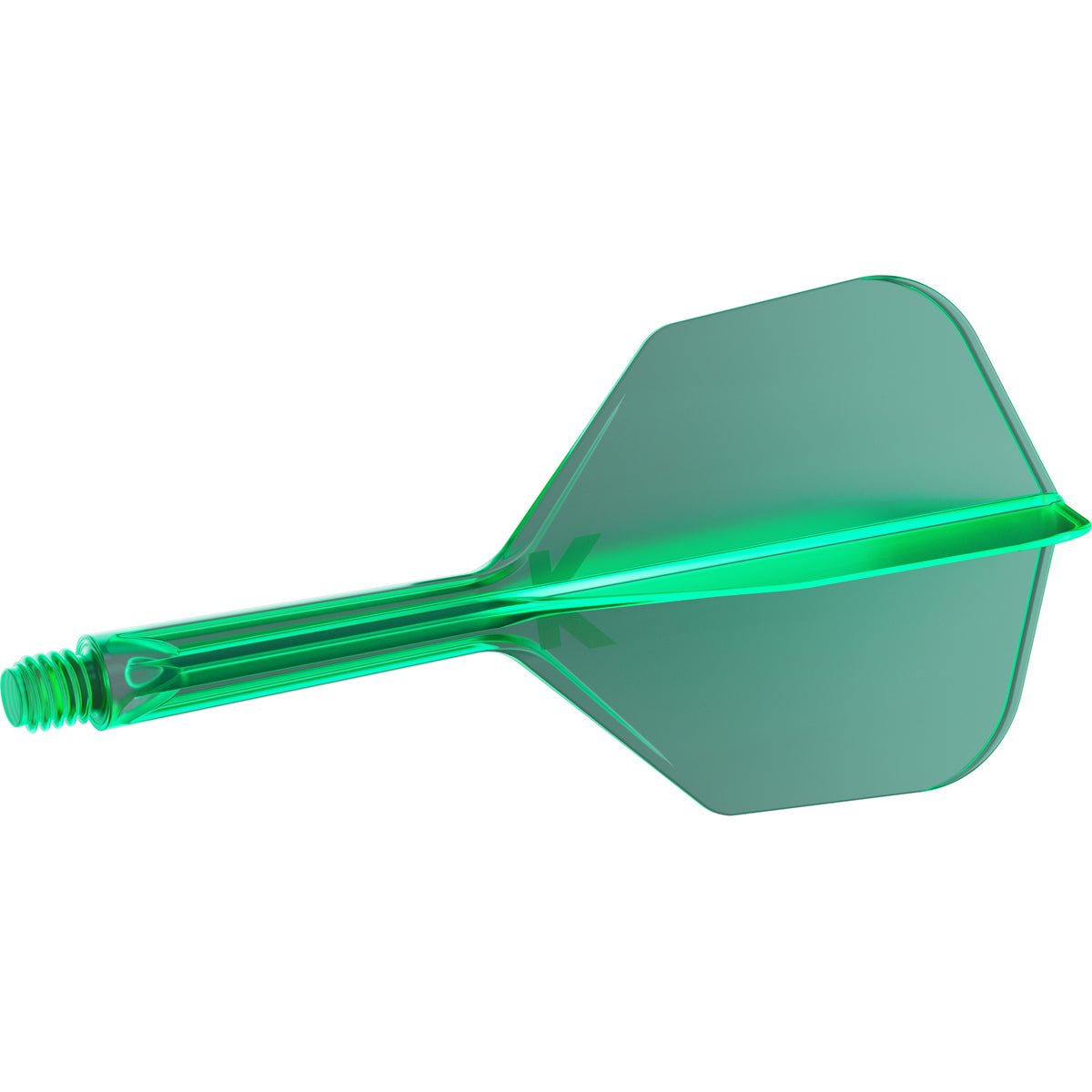 K,Flex Green No6 One Piece Flight by Target angled view highlighting the product design and profile.