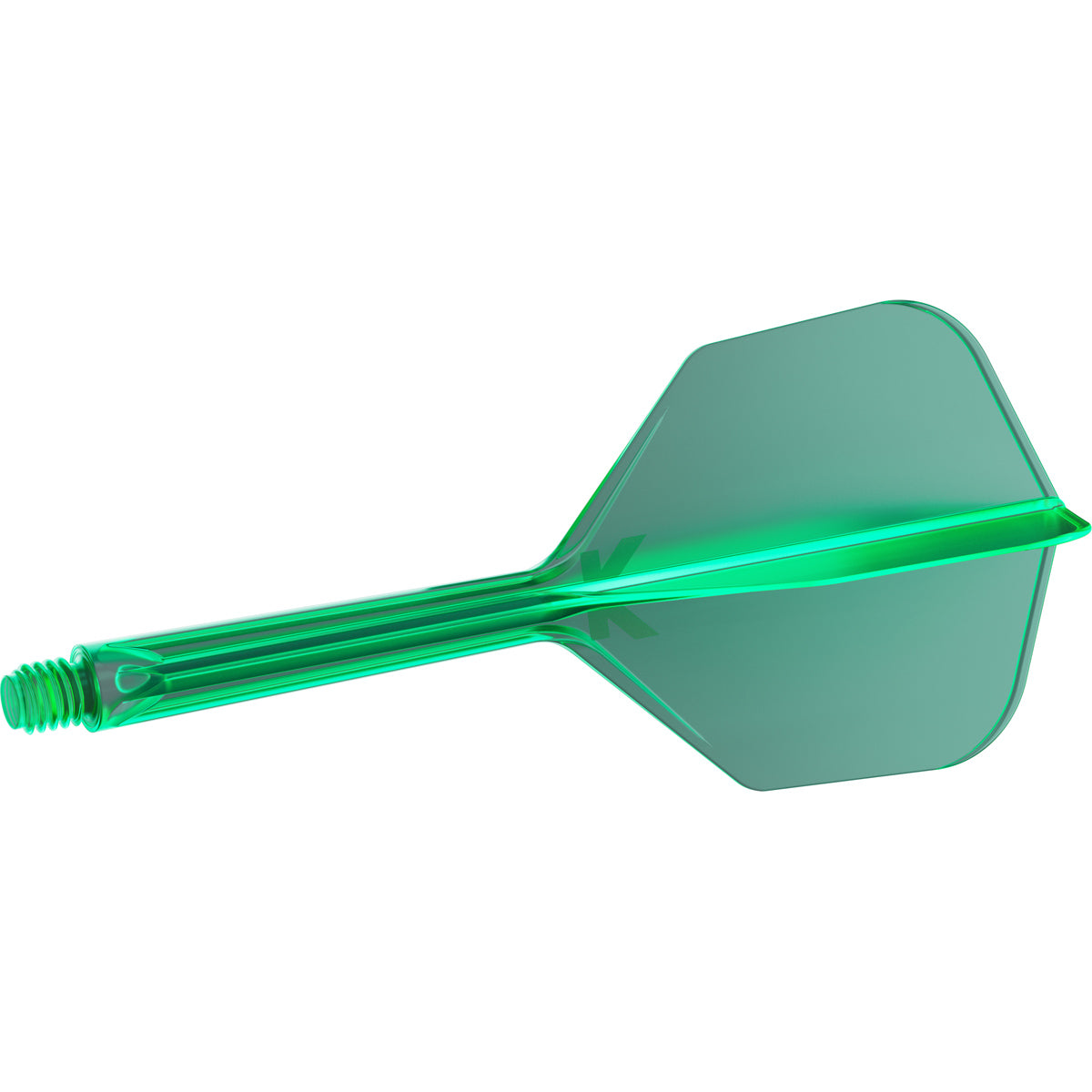 K,Flex Green No6 One Piece Flight by Target angled view highlighting the product design and profile.