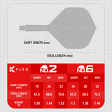 K,Flex Neon Orange No6 One Piece Dart Flights by Target graphic displaying the product specifications and key technical information.