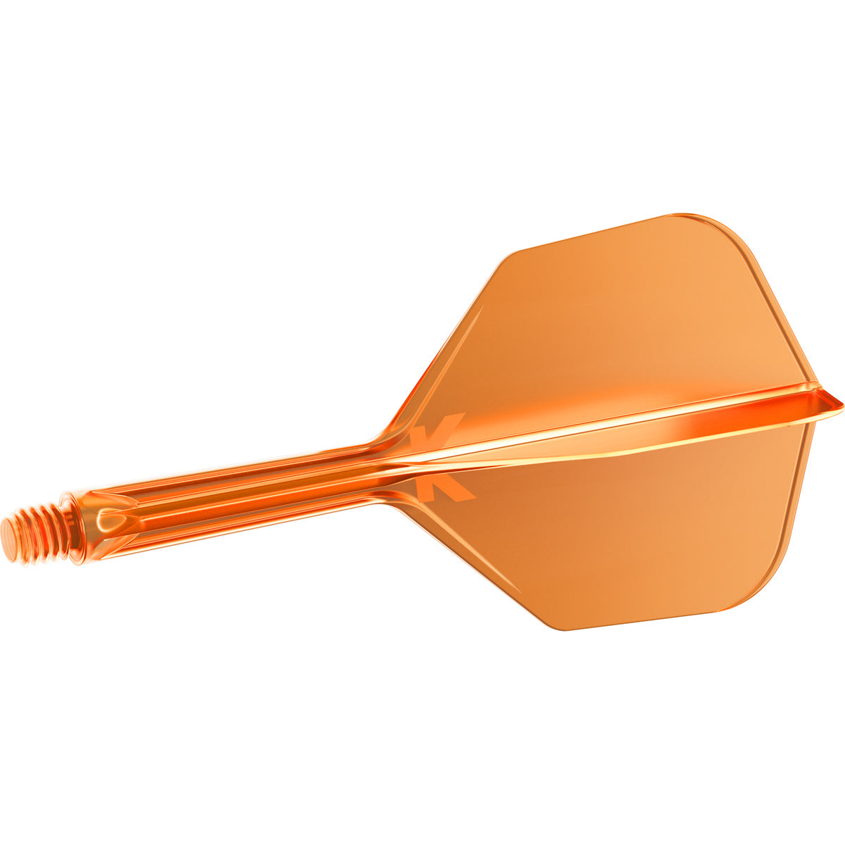 K,Flex Neon Orange No6 One Piece Dart Flights by Target angled view highlighting the product design and profile.