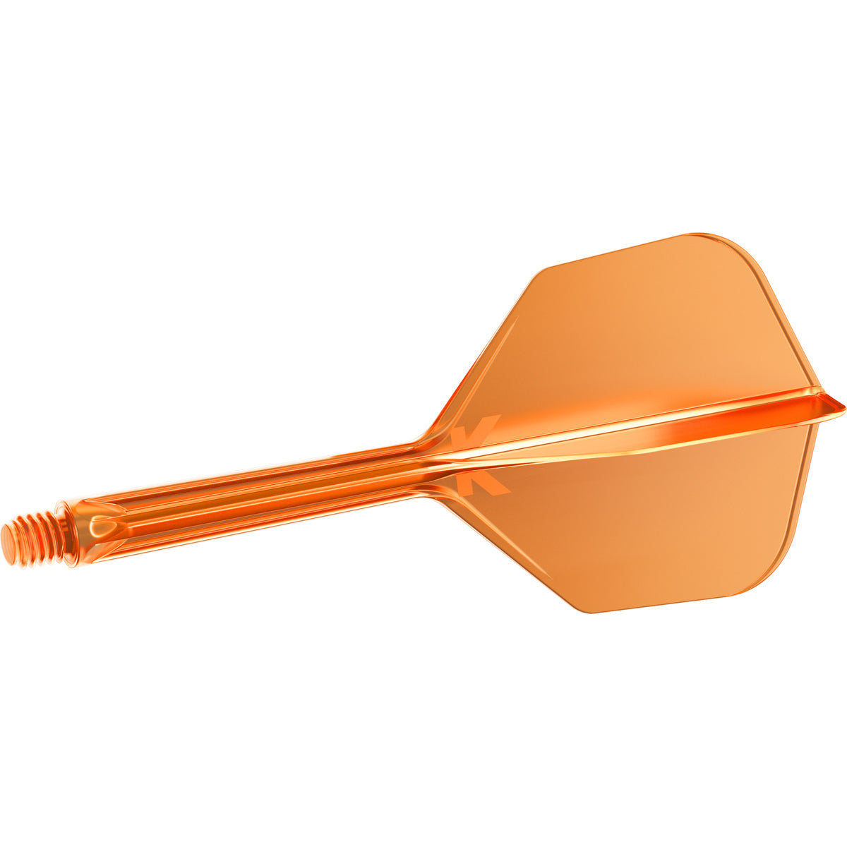 K,Flex Neon Orange No6 One Piece Dart Flights by Target angled view highlighting the product design and profile.